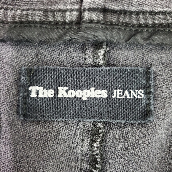 THE KOOPLES Jeans Faded Black Denim Coat Gilet Vest Sleeveless Jacket Hood XS - Picture 5 of 11
